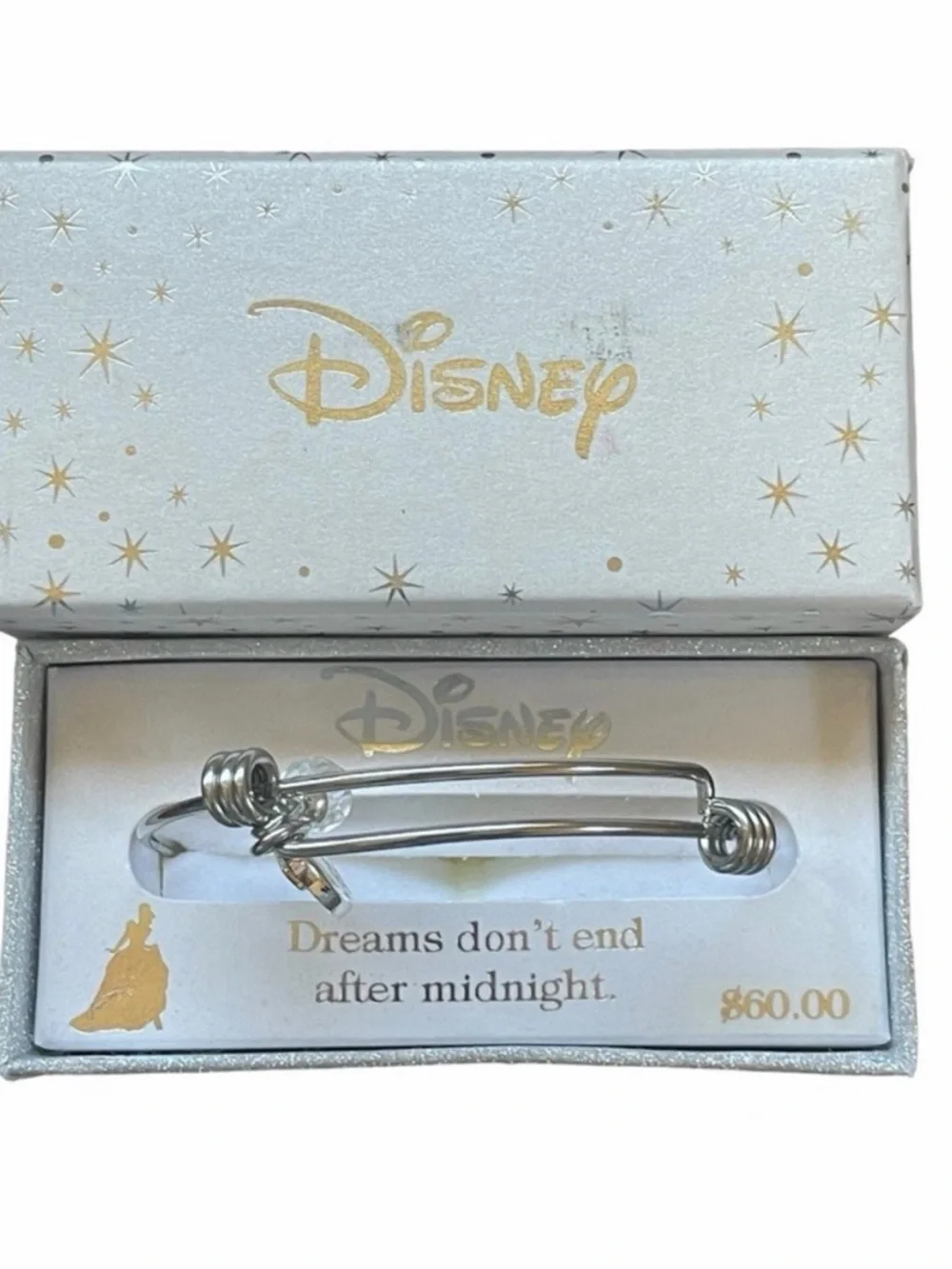 Disney Girls Cinderella Bracelet Silver Plated Stainless Steel - NWT